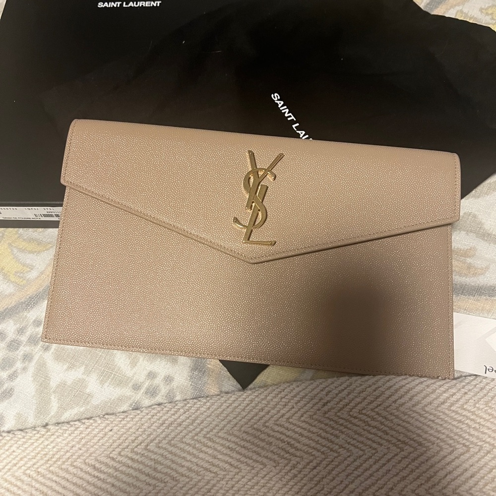 Yves Saint Laurent YSL Beige Clutch